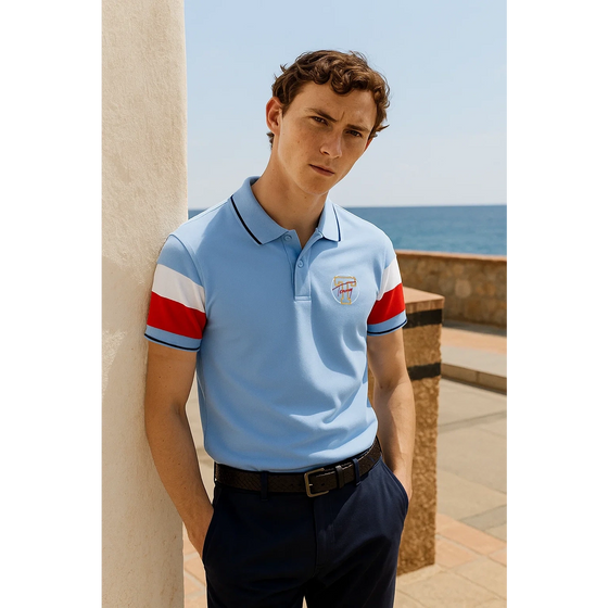 Light Blue Contrast Sleeves Polo | Montivo Pakistan