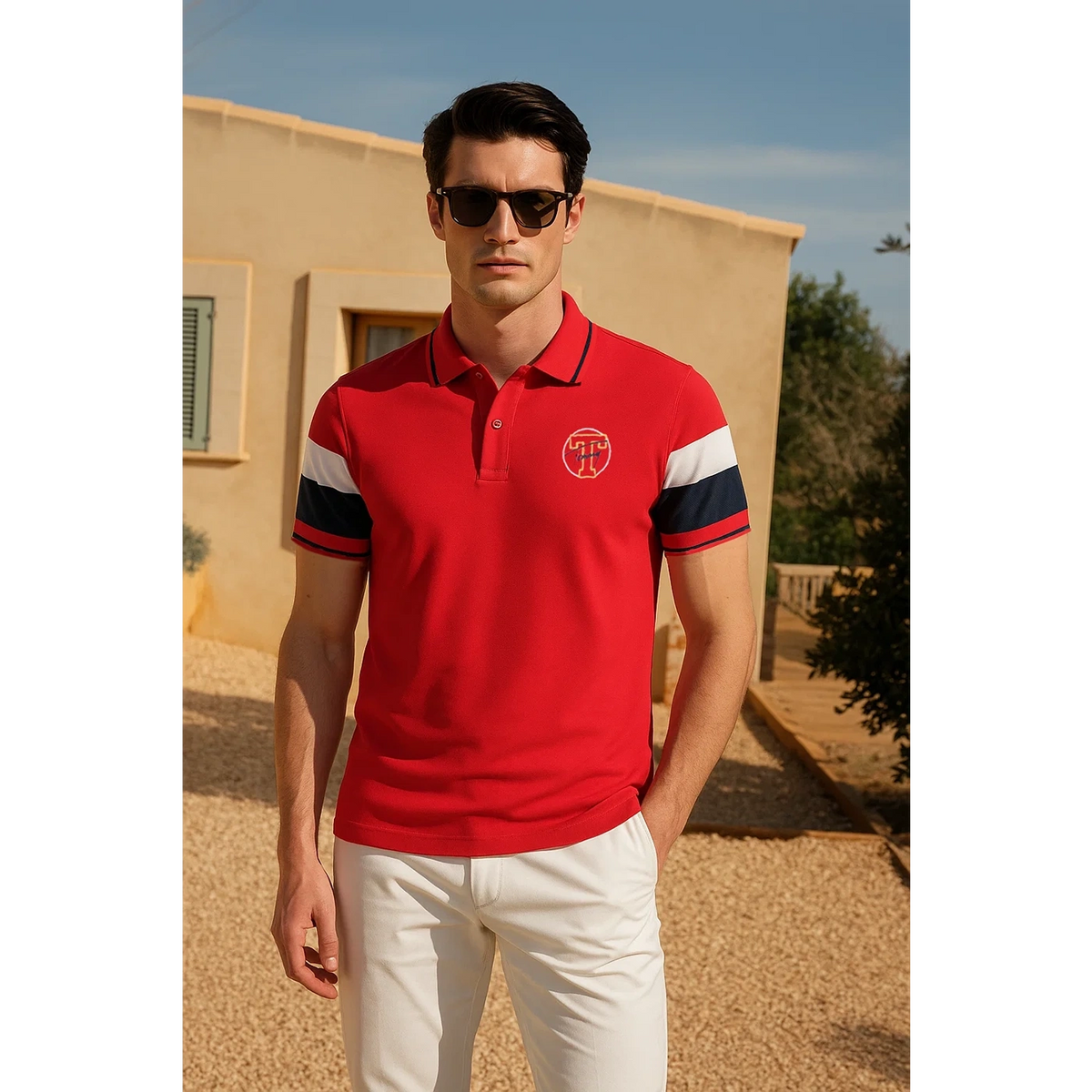 Red Contrast Sleeves Polo | Montivo Pakistan