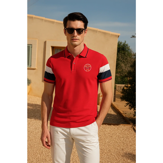 Red Contrast Sleeves Polo | Montivo Pakistan