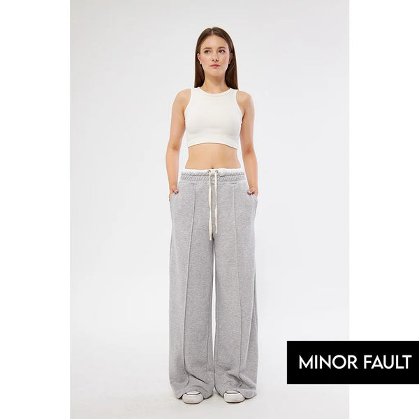 (Minor Fault) Grey Wide Leg Belt Contrast Trousers | Montivo Pakistan