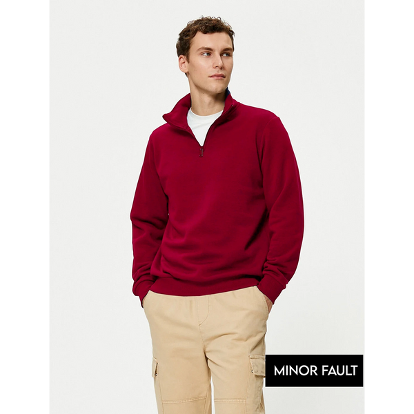 (Minor Fault) Red Half Zip Sweatshirt | Montivo Pakistan