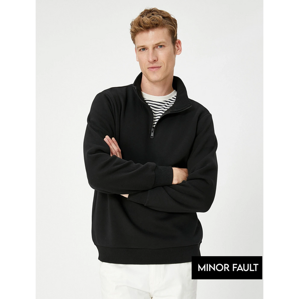 (Minor Fault) Black Half Zip Sweatshirt | Montivo Pakistan