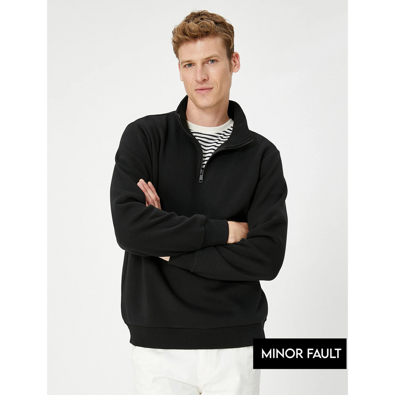(Minor Fault) Black Half Zip Sweatshirt | Montivo Pakistan