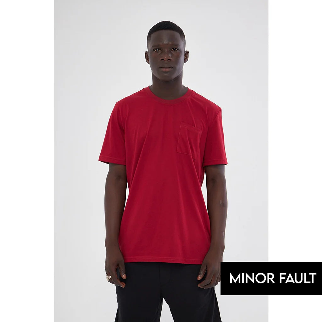 (Minor Fault) Burgundy Pocket Detail Slim Fit Tshirt | Montivo Pakistan