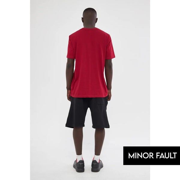 (Minor Fault) Burgundy Pocket Detail Slim Fit Tshirt | Montivo Pakistan