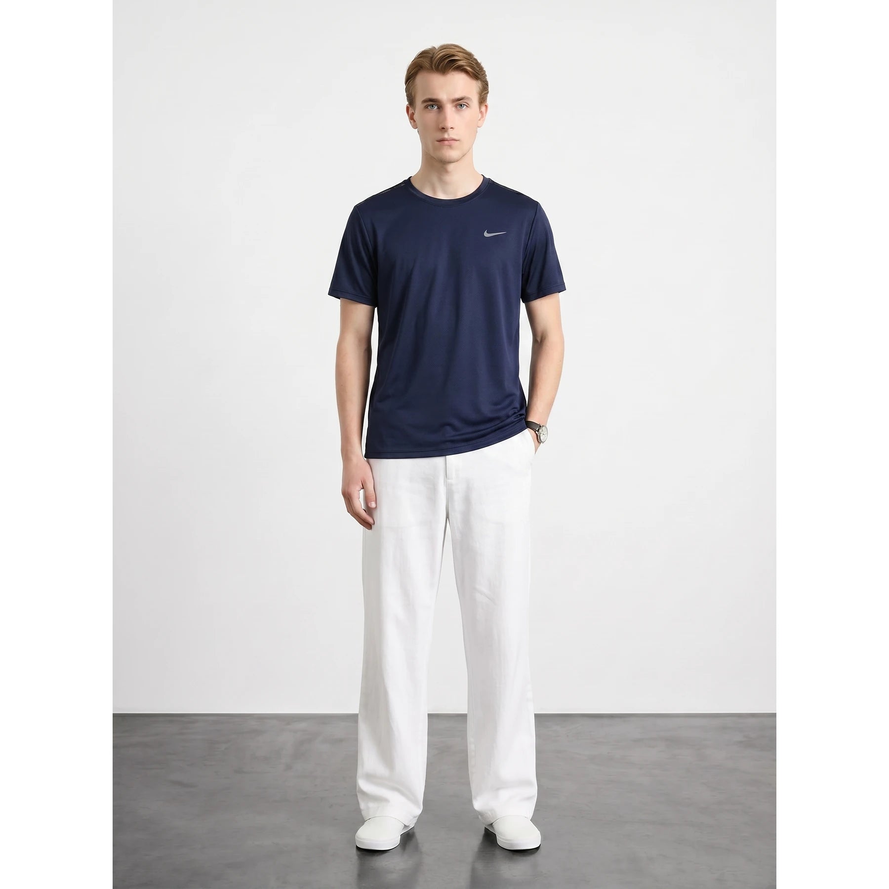 NKE Sports Navy Dri-Fit Logo Tshirt | Montivo Pakistan