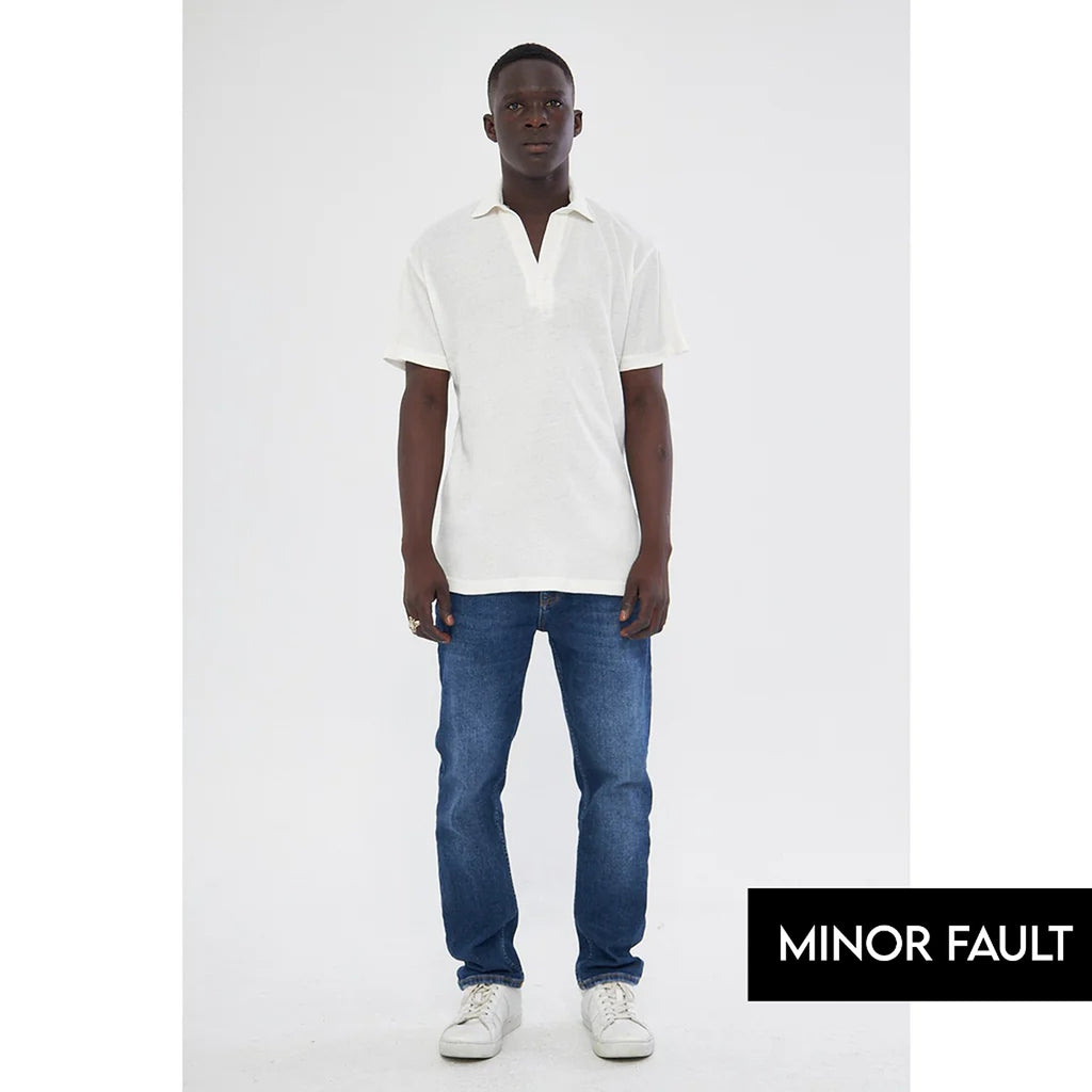 (Minor Fault) White Waffle Textured Polo | Montivo Pakistan