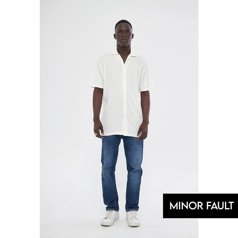 (Minor Fault) White Button Down Waffle Shirt | Montivo Pakistan