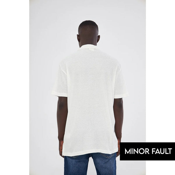 (Minor Fault) White Button Down Waffle Shirt | Montivo Pakistan
