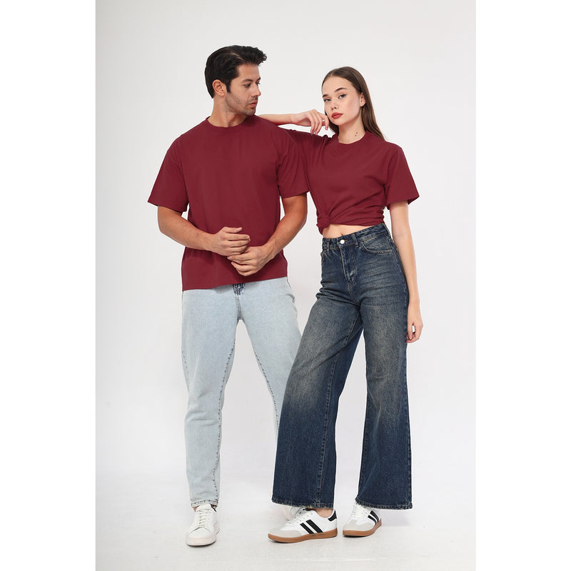 Burgundy Oversized Short Sleeves Tshirt | Montivo Pakistan