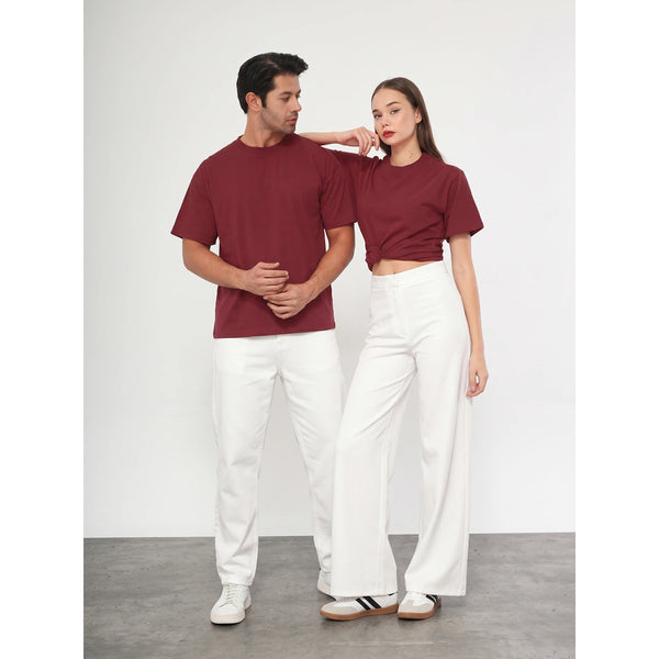 Burgundy Oversized Short Sleeves Tshirt | Montivo Pakistan