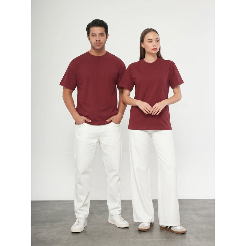 Burgundy Oversized Short Sleeves Tshirt | Montivo Pakistan