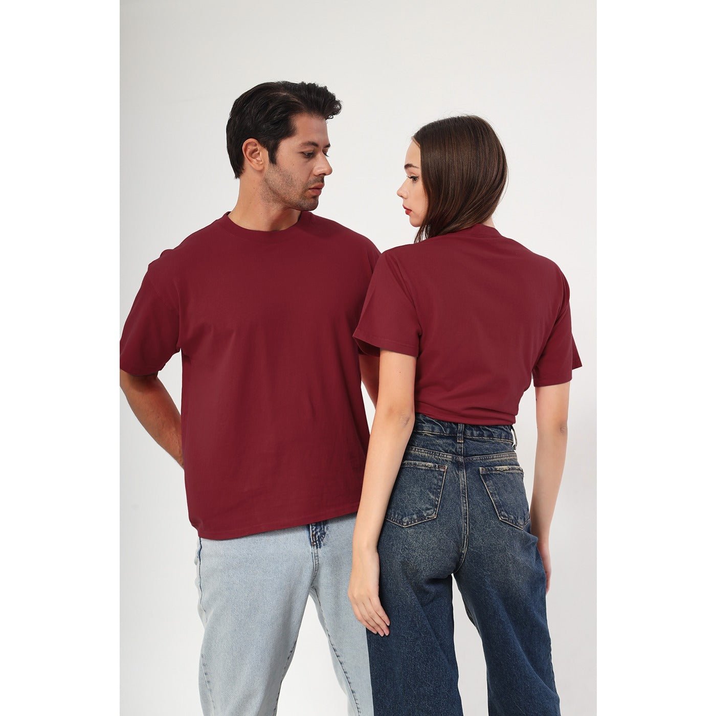Burgundy Oversized Short Sleeves Tshirt | Montivo Pakistan