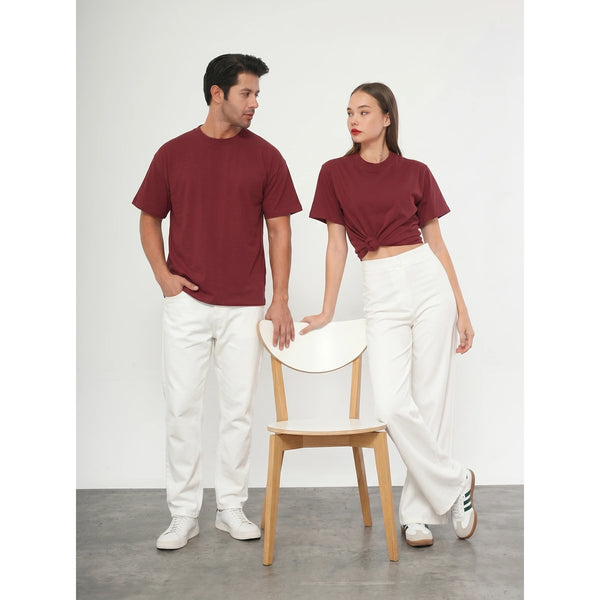 Burgundy Oversized Short Sleeves Tshirt | Montivo Pakistan