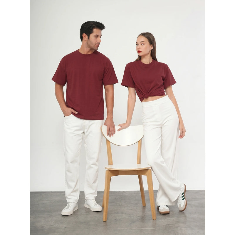 Burgundy Oversized Short Sleeves Tshirt | Montivo Pakistan