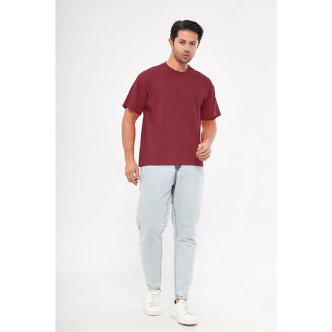 Burgundy Oversized Short Sleeves Tshirt | Montivo Pakistan