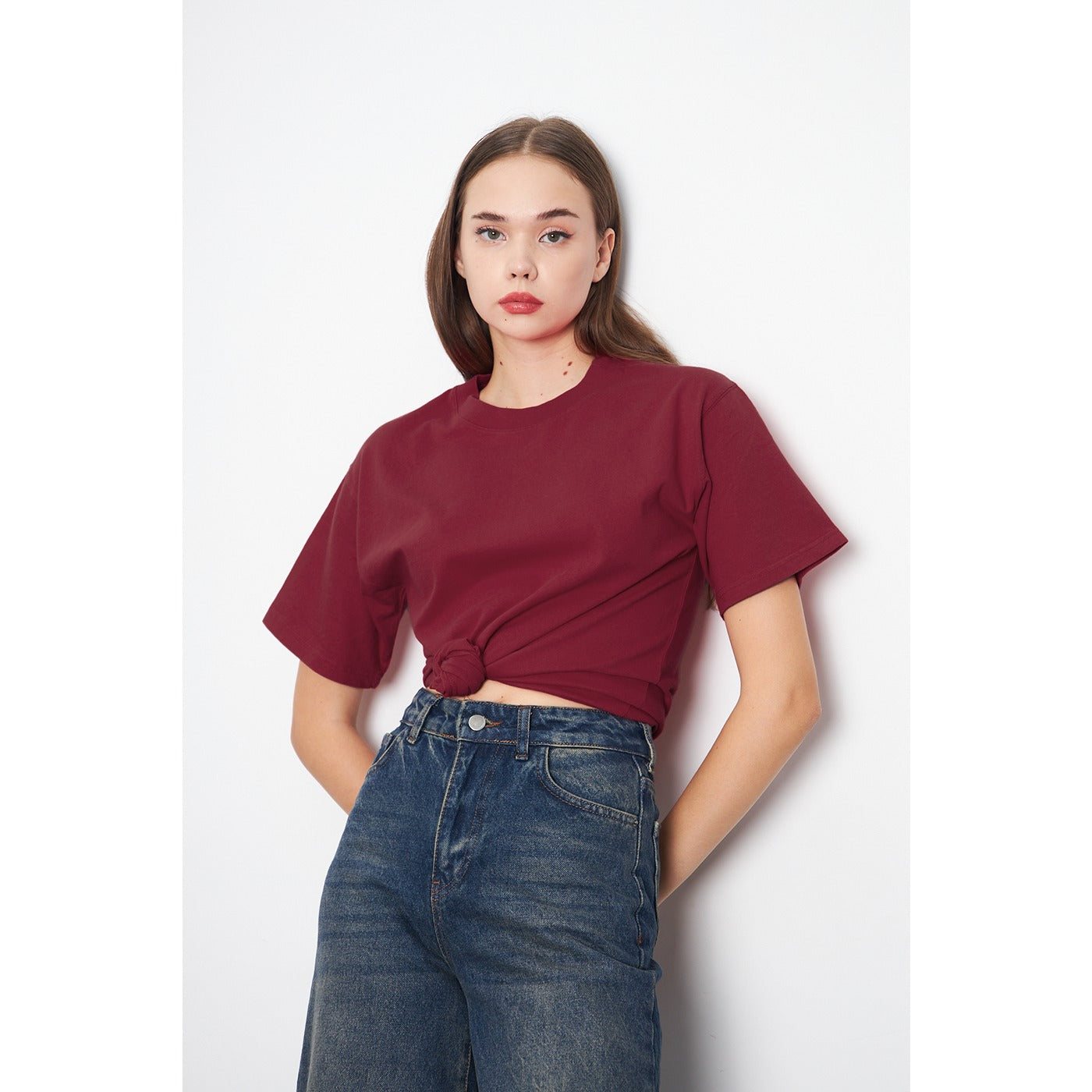 Burgundy Oversized Short Sleeves Tshirt | Montivo Pakistan