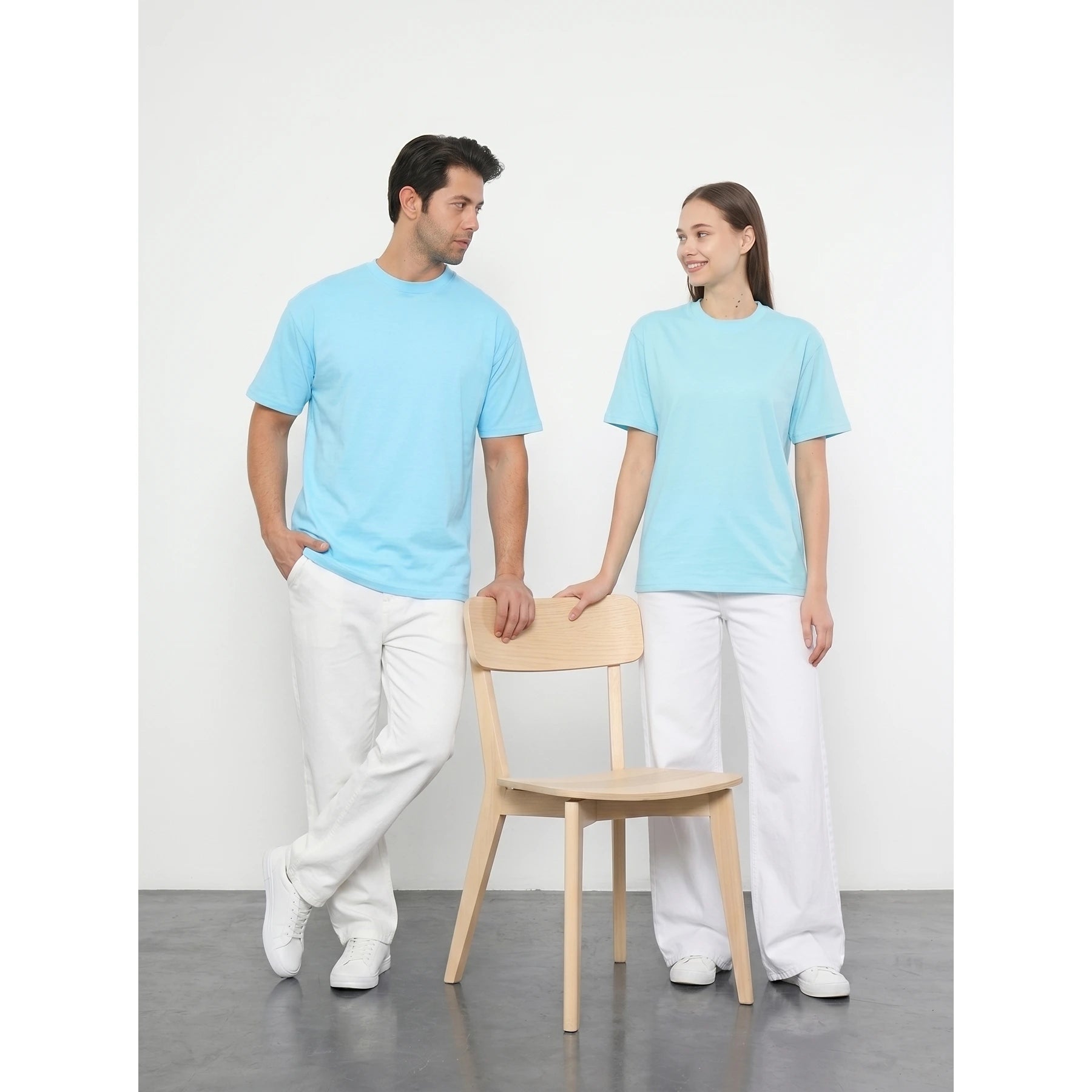 Light Blue Oversized Short Sleeves Tshirt | Montivo Pakistan
