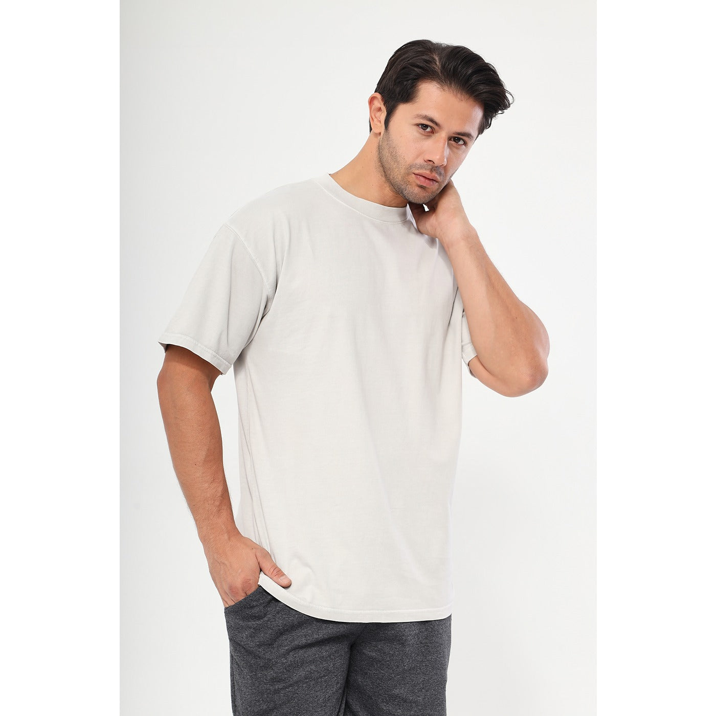 Light Grey Oversized Short Sleeves Tshirt | Montivo Pakistan