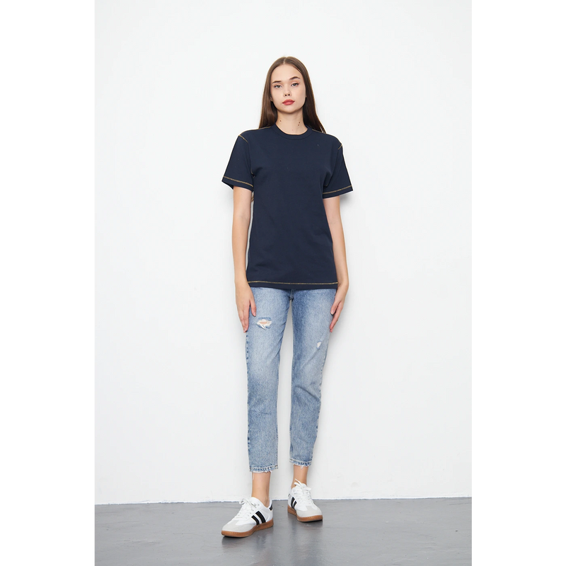 Navy Contrast Stitch Tshirt | Montivo Pakistan