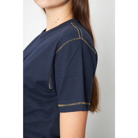 Navy Contrast Stitch Tshirt | Montivo Pakistan