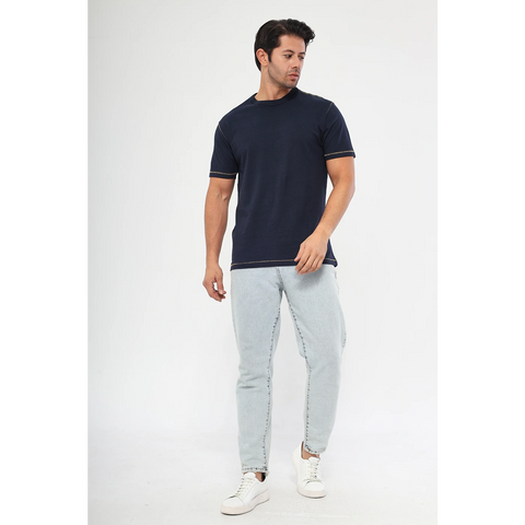 Navy Contrast Stitch Tshirt | Montivo Pakistan