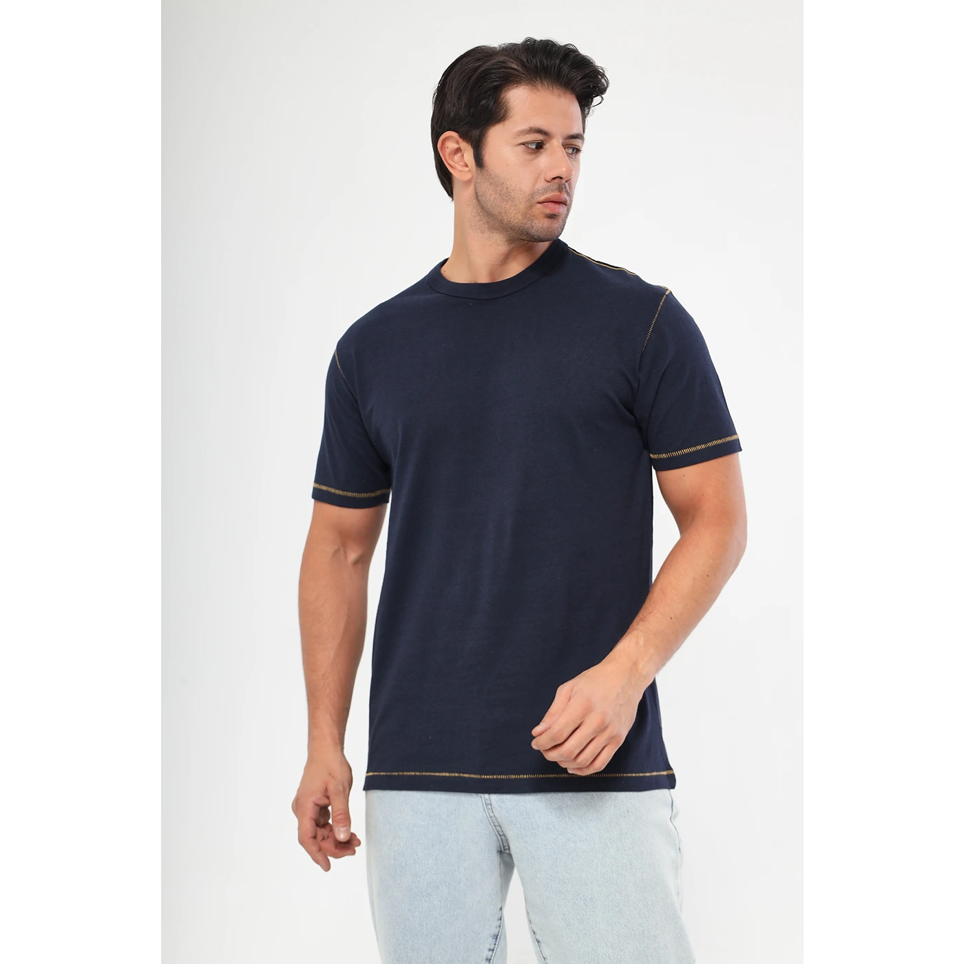 Navy Contrast Stitch Tshirt | Montivo Pakistan