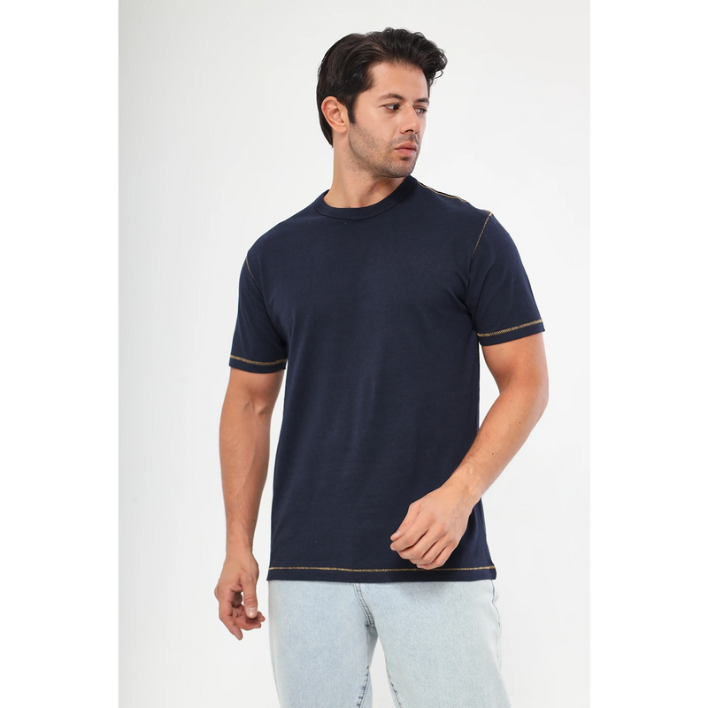 Navy Contrast Stitch Tshirt | Montivo Pakistan