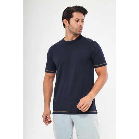 Navy Contrast Stitch Tshirt | Montivo Pakistan