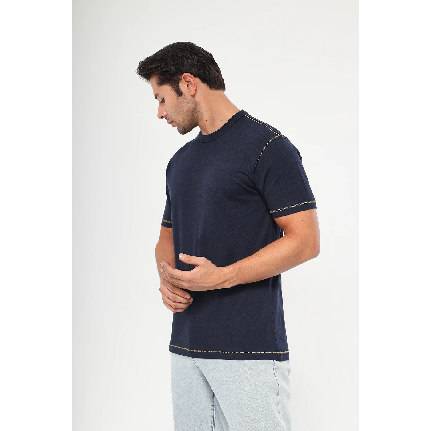Navy Contrast Stitch Tshirt | Montivo Pakistan