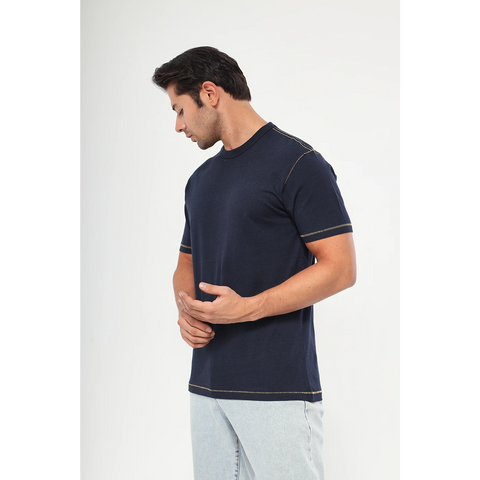 Navy Contrast Stitch Tshirt | Montivo Pakistan