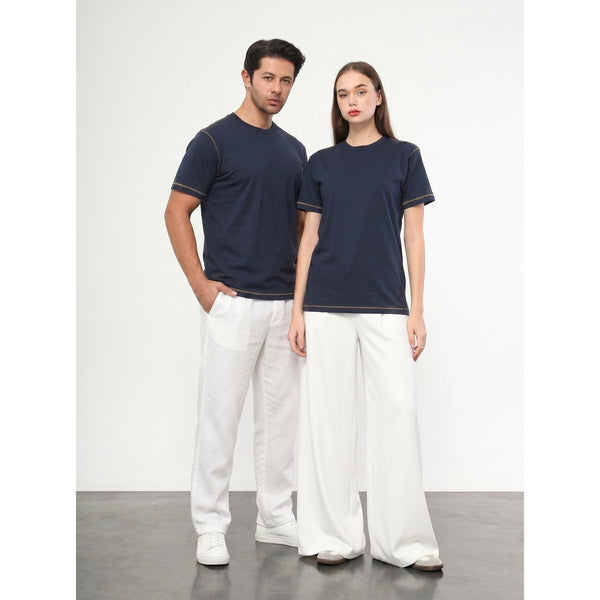 Navy Contrast Stitch Tshirt | Montivo Pakistan