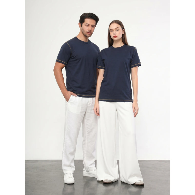 Navy Contrast Stitch Tshirt | Montivo Pakistan
