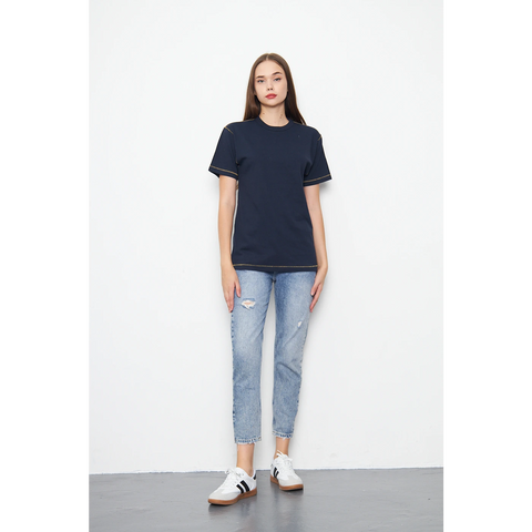 Navy Contrast Stitch Tshirt | Montivo Pakistan