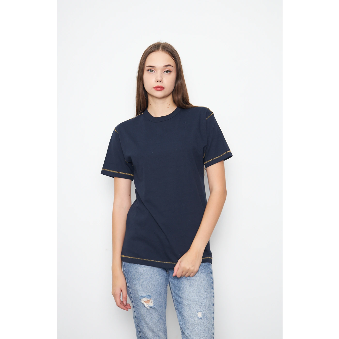 Navy Contrast Stitch Tshirt | Montivo Pakistan