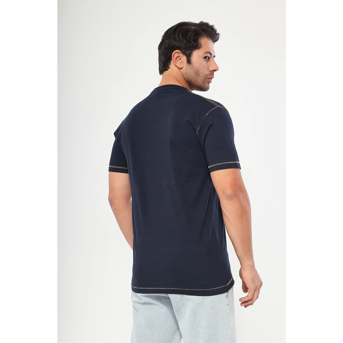 Navy Contrast Stitch Tshirt | Montivo Pakistan