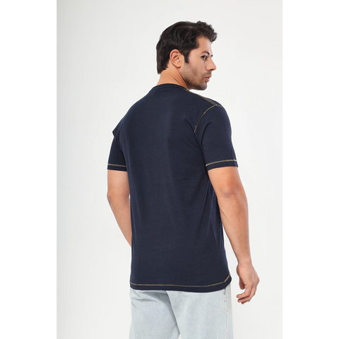 Navy Contrast Stitch Tshirt | Montivo Pakistan