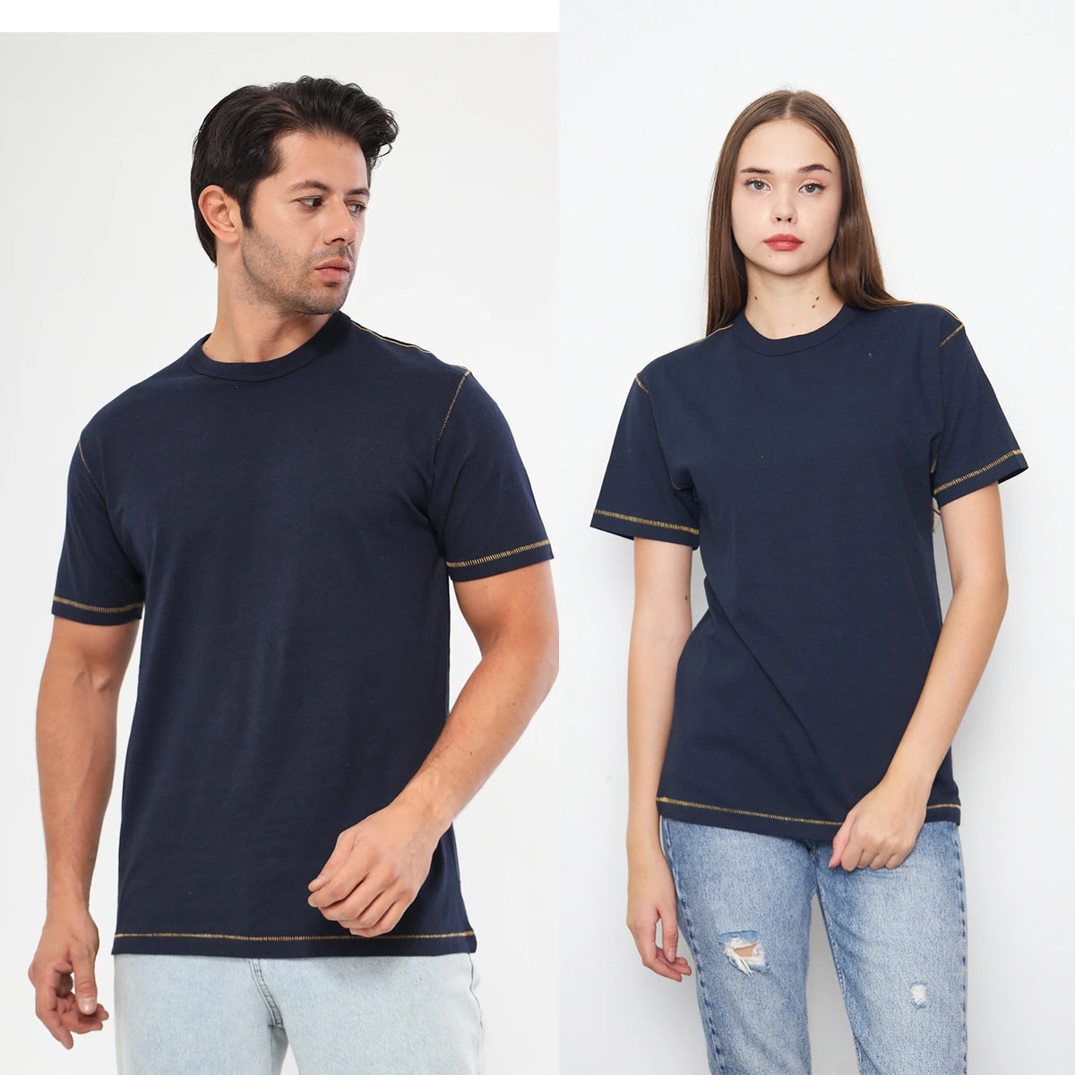 Navy Contrast Stitch Tshirt | Montivo Pakistan