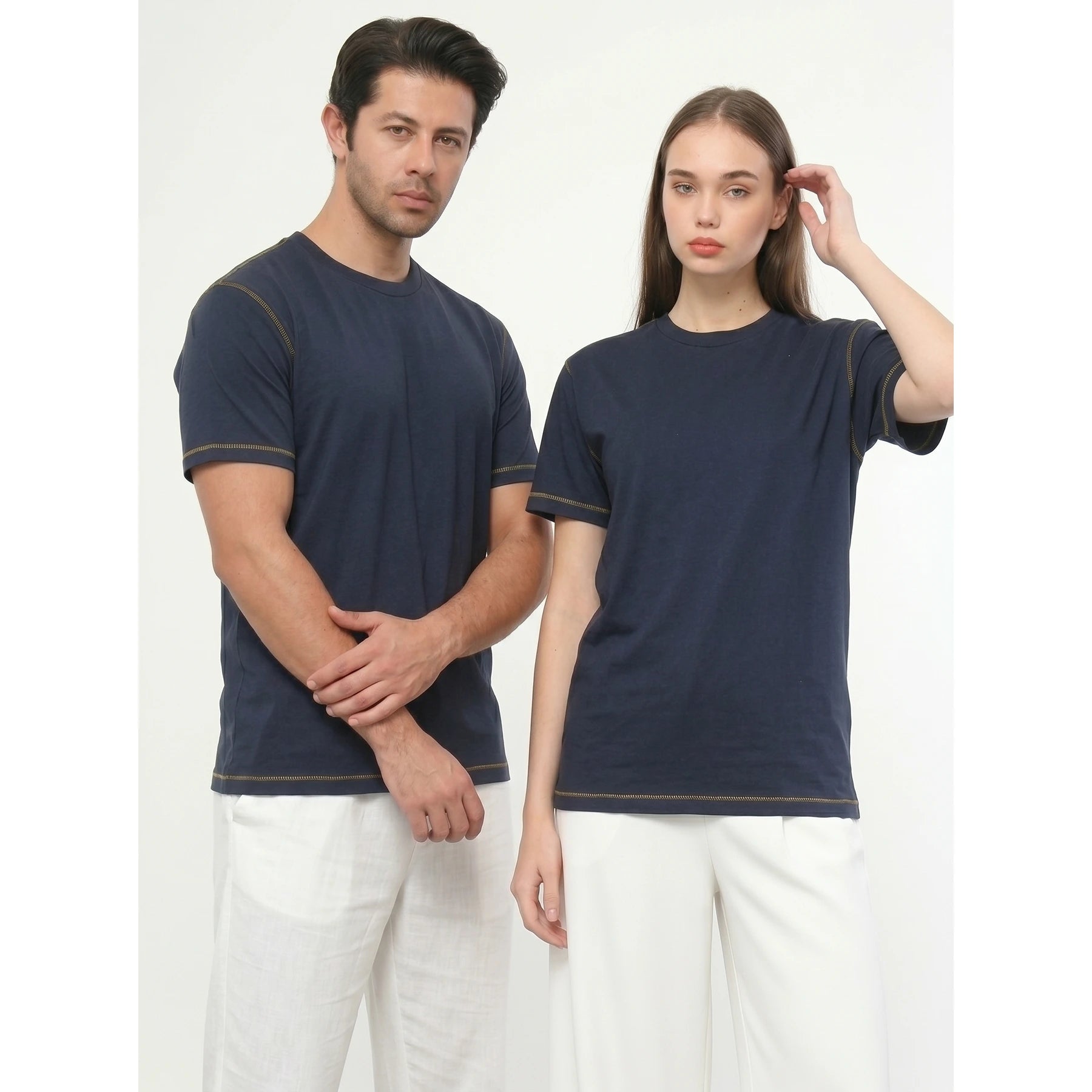 Navy Contrast Stitch Tshirt | Montivo Pakistan