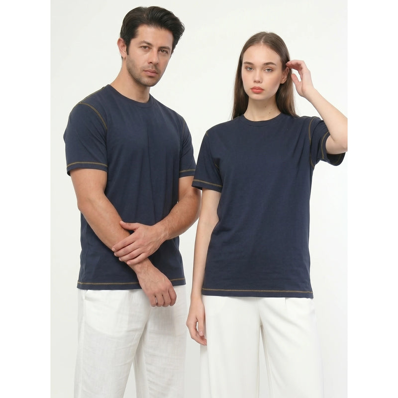 Navy Contrast Stitch Tshirt | Montivo Pakistan
