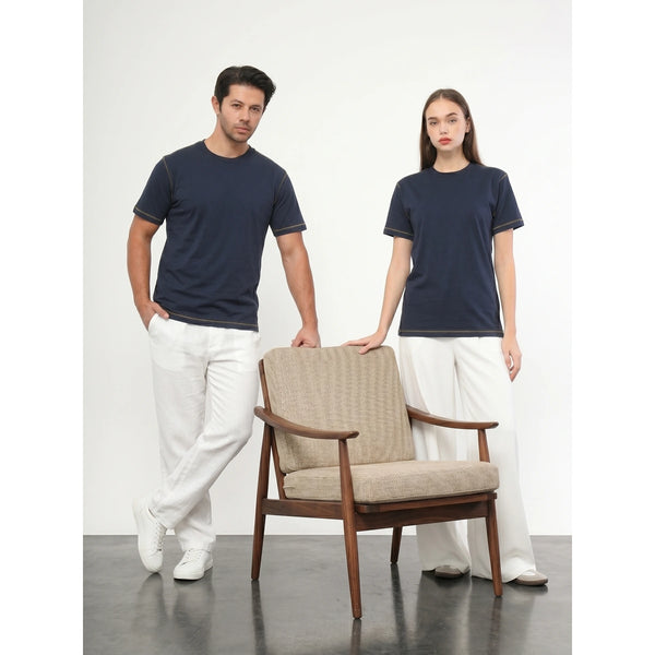 Navy Contrast Stitch Tshirt | Montivo Pakistan