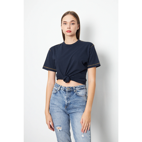 Navy Contrast Stitch Tshirt | Montivo Pakistan