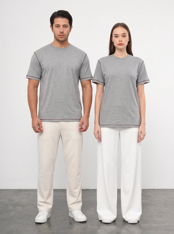 Grey Contrast Stitch Tshirt