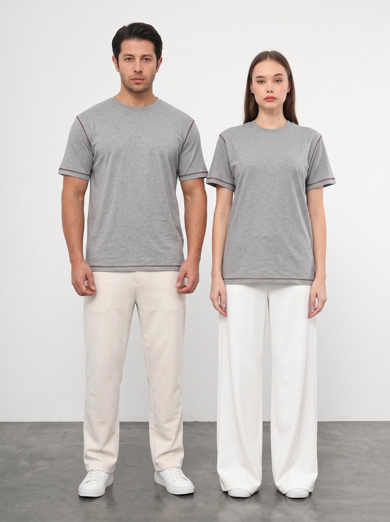 Grey Contrast Stitch Tshirt