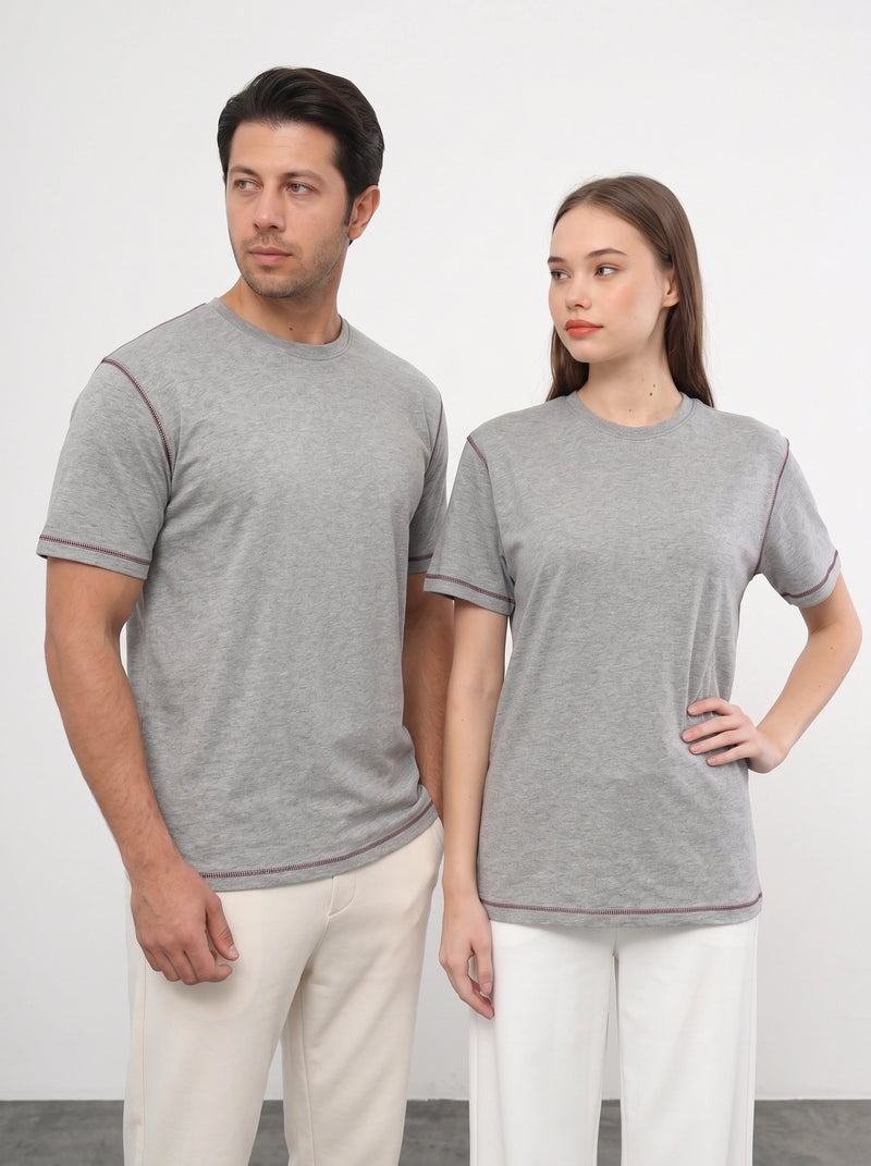 Grey Contrast Stitch Tshirt