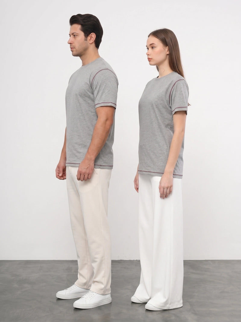 Grey Contrast Stitch Tshirt | Montivo Pakistan