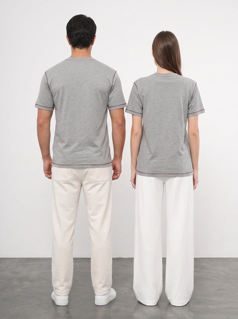 Grey Contrast Stitch Tshirt
