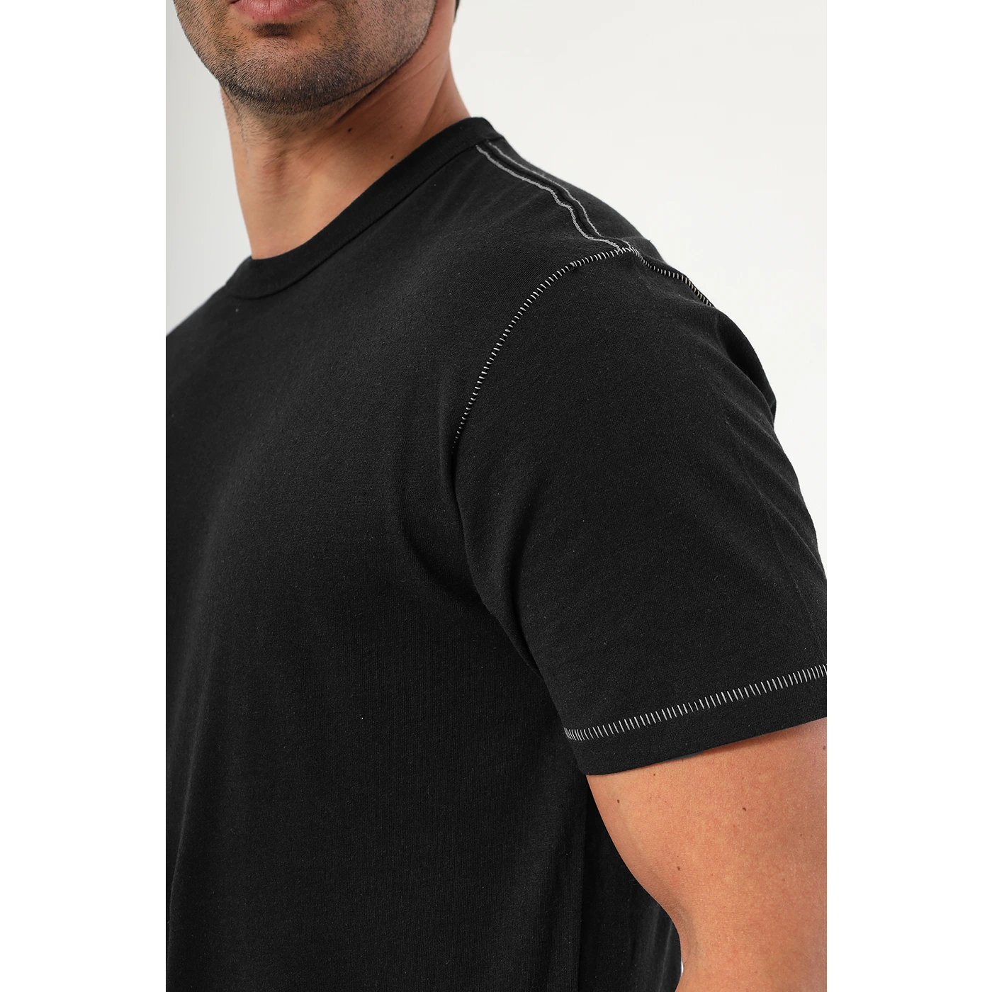 Black Contrast Stitch Tshirt | Montivo Pakistan