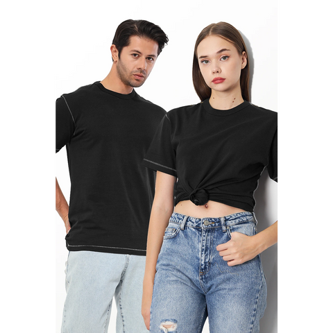 Black Contrast Stitch Tshirt | Montivo Pakistan