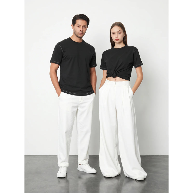 Black Contrast Stitch Tshirt | Montivo Pakistan